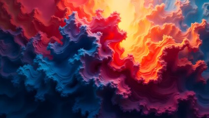 Heavenly white clouds drift in a vast blue sky, kissed by sunlight