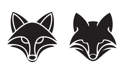 Fox Head Logos Silhouettes. Fully editable Flat and Outline.