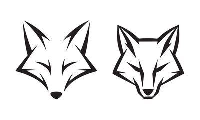 Obraz premium Fox Head Logos Silhouettes. Fully editable Flat and Outline.