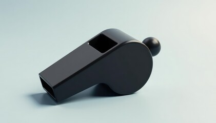 Classic black plastic whistle, simple design, clean background , plastic, referee, isolated