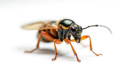Fototapeta premium Close-up of a single insect on stark white background, photography, antenna