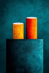 Surrealist minimalist magazine cover exploring the brain with vibrant orange, green, and blue colors, showcasing an imaginative collision of light and creativity