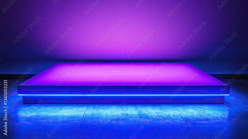 Canvas Prints illuminated platform with purple and blue neon lights, creating a vibrant and modern display.