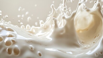A single stream of creamy milk flows effortlessly from the top right. High-speed photography with crisp clarity, white background, and expert lighting.
