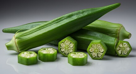 Vibrant Okra Vegetables - Natural Goodness - Food photography for healthy eating promotion