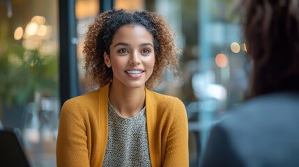 A job seeker interacting with recruiters during a virtual job fair