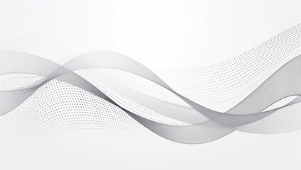 Abstract white wave background with flowing dots and lines