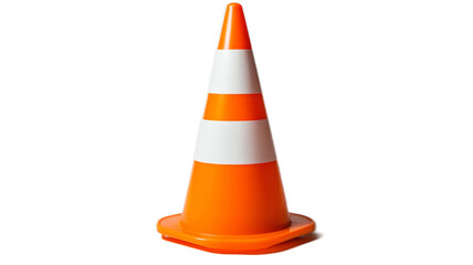 Bright Orange Safety Cone with White Reflective Stripes Isolated