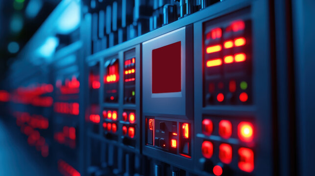 Illuminated Control Panel of a High-Tech System in a Futuristic Technological Environment