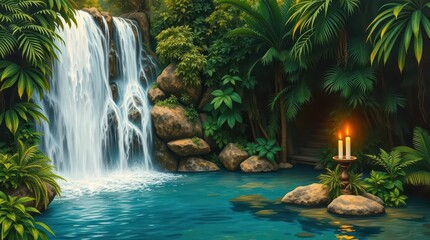  Majestic Jungle Waterfall with Crystal Pool – Exotic 8K Rainforest Scene, Majestic Jungle Waterfall with Crystal Pool – Exotic 8K Rainforest Scene



