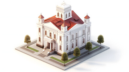 Synagogue Building Isometric 3D