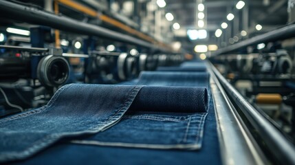 A denim production line inside a jean factory