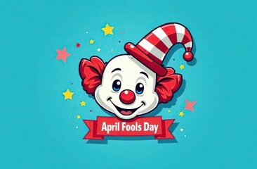april fools day vector banner with clown hat