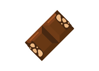 Bitten cashew chocolate bars. Simple flat illustration