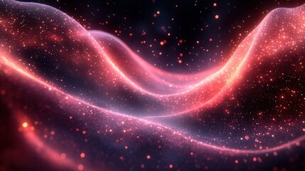 Obraz premium Ethereal Flowing Waves with Sparkling Stars and Vibrant Colors