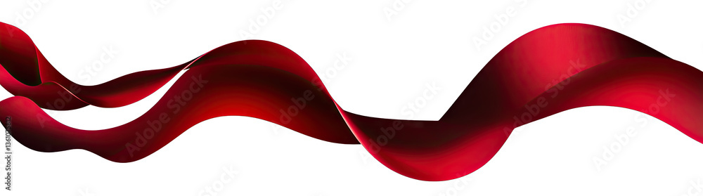 Poster a flowing ribbon design in deep red creating a sense of movement