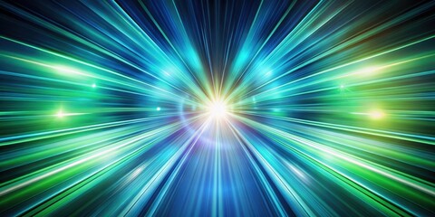 Fototapeta premium Dynamic tunnel speed light abstract background with a blue and green starburst effect, light, abstract, light, abstract