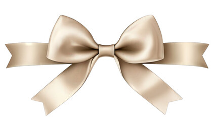 decorative bow made of smooth shiny fabric in a soft beige color
