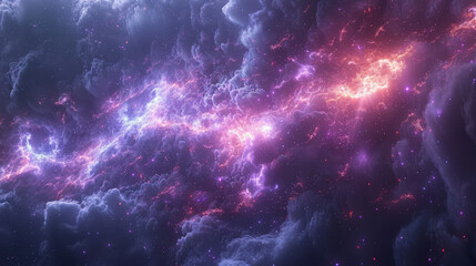 Fototapeta premium A purple and orange cloud filled with stars and fire