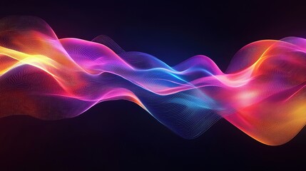 Obraz premium Abstract wave lines pattern dynamic colorful light flowing isolated on black background. concept of music, party, technology, modern. Abstract flowing wavy lines. Colorful dynamic wave, 8k Resolution