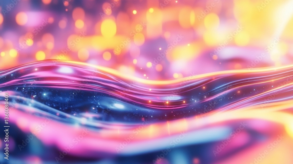 Poster colorful waves gently flow across the canvas, illuminating the space with a play of light and vibran