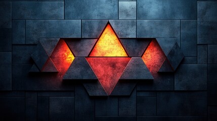 Abstract geometric design with glowing triangular shapes