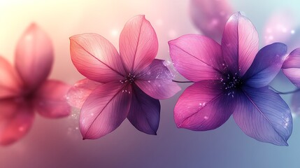 Delicate Pink and Purple Flowers Glowing Softly