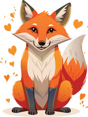 Fototapeta premium A digital illustrated cute woodland-themed clipart set featuring a fox