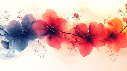 Delicate Watercolor Flowers Blossom Softly Across White Background