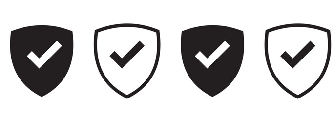 Shield check mark icon vector isolated on white background. Protection approve sign. Safe icon vector