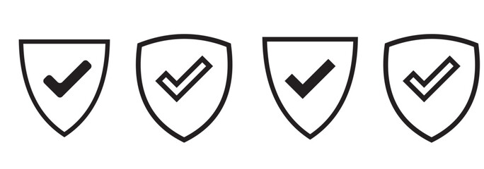 Shield check mark icon vector isolated on white background. Protection approve sign. Safe icon vector