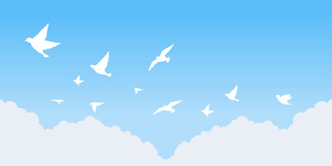 青空と鳥の背景イラスト
