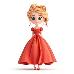 Fototapeta premium doll in red dress 3D render
