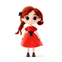 doll in red dress 3D render