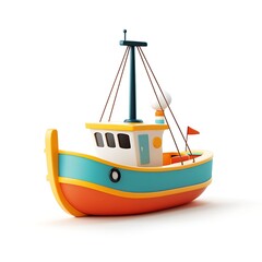 plastic toy boat 3D render