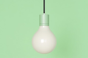 Single lightbulb pendant lamp against a solid green background