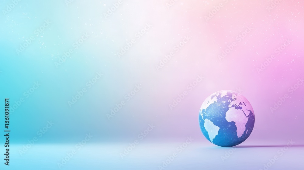 Poster globe minimalist silhouette colourful rotating globe silhouette with changing colors, representing a