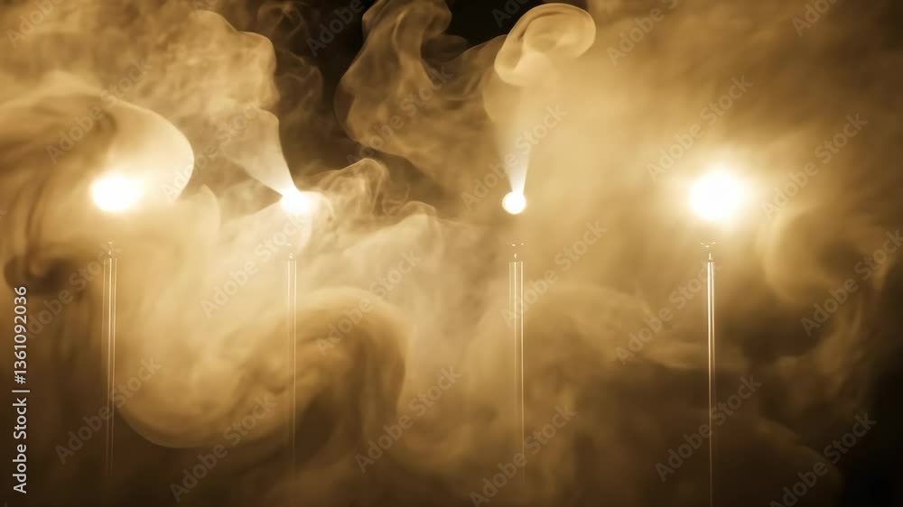 Poster creative lighting effects illuminate a hazy atmosphere during an artistic performance in a dark sett