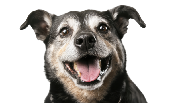 a close-up portrait of a happy dog with a big smile showcasing i