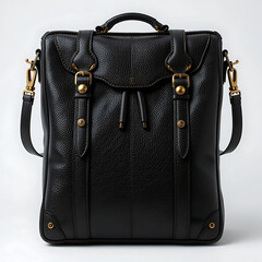 Elegant Black Leather Backpack with Gold Hardware