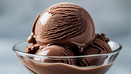 Decadent Chocolate Ice Cream Delight in a Glass Bowl close-up view