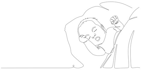 Minimalist Line Art of a Sleeping Baby Under a Blanket