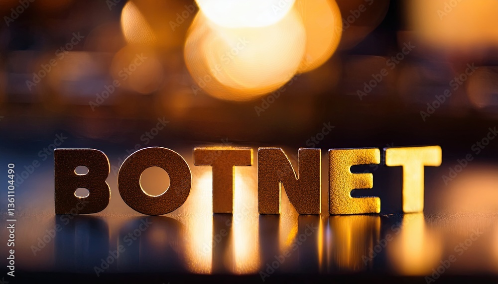 Poster blurred background featuring botnet letters illuminated by light