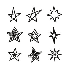 Obraz premium Handdrawn Star Doodle Vector Illustration