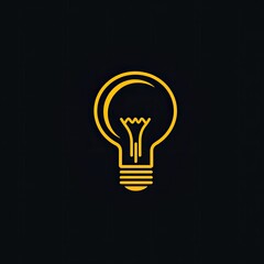 Simple, graphic lightbulb icon, yellow outline on dark background