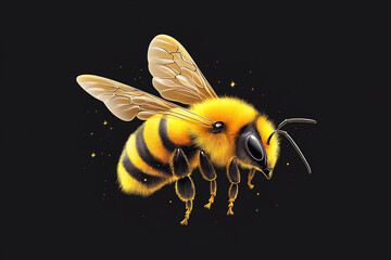 Single bee flying with delicate wings, Y2K style.