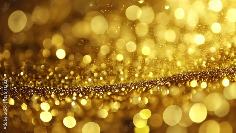 Poster shimmering golden droplets create a mesmerizing background effect in soft light