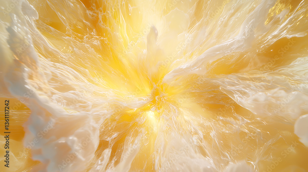 Poster dynamic explosion of golden light abstract art digital creation ethereal environment close-up view e