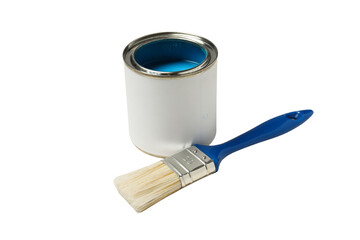 Paint can and brush isolated on white, PNG