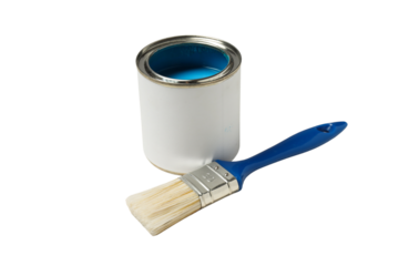 Paint can and brush isolated on white, PNG